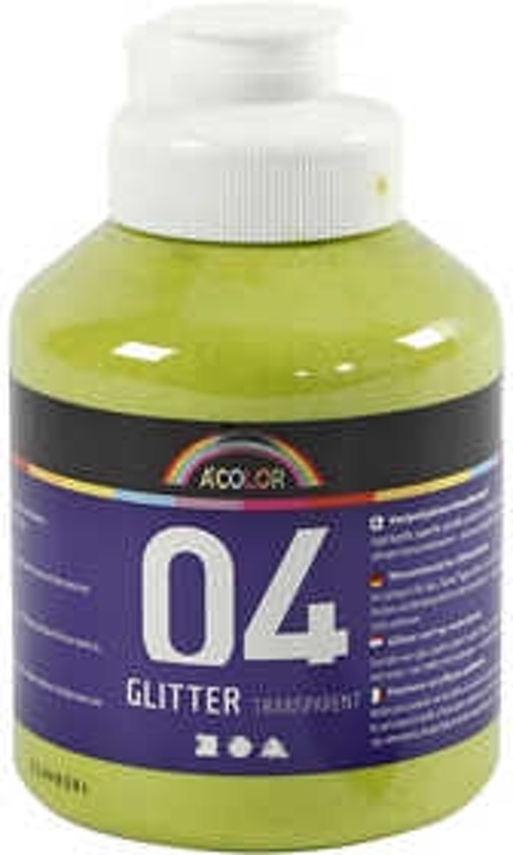 A-Color acrylverf, lime groen, 04 - glitter, 500ml [HOB-32504]